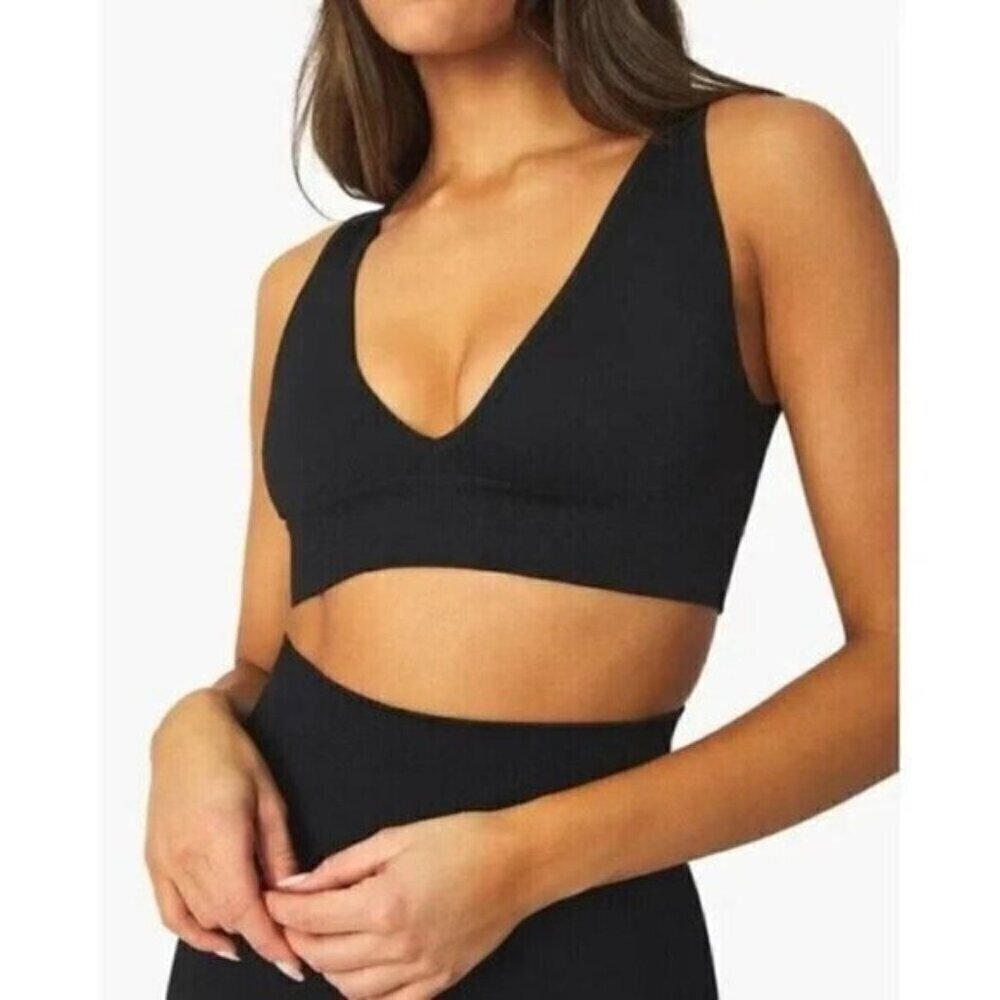 WeWoreWhat Revolve Womens Double V-neck Knit Bralette Xtra Small in Black